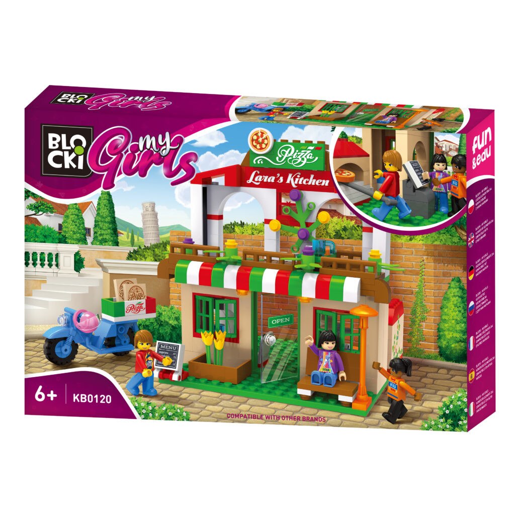 Joc constructie Blocki, Pizzeria lui Lary, 263 piese, Robentoys®